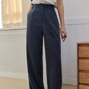 SHEIN Navy Pinstripe Trousers
